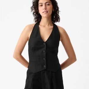 Gap halter linen black vest
